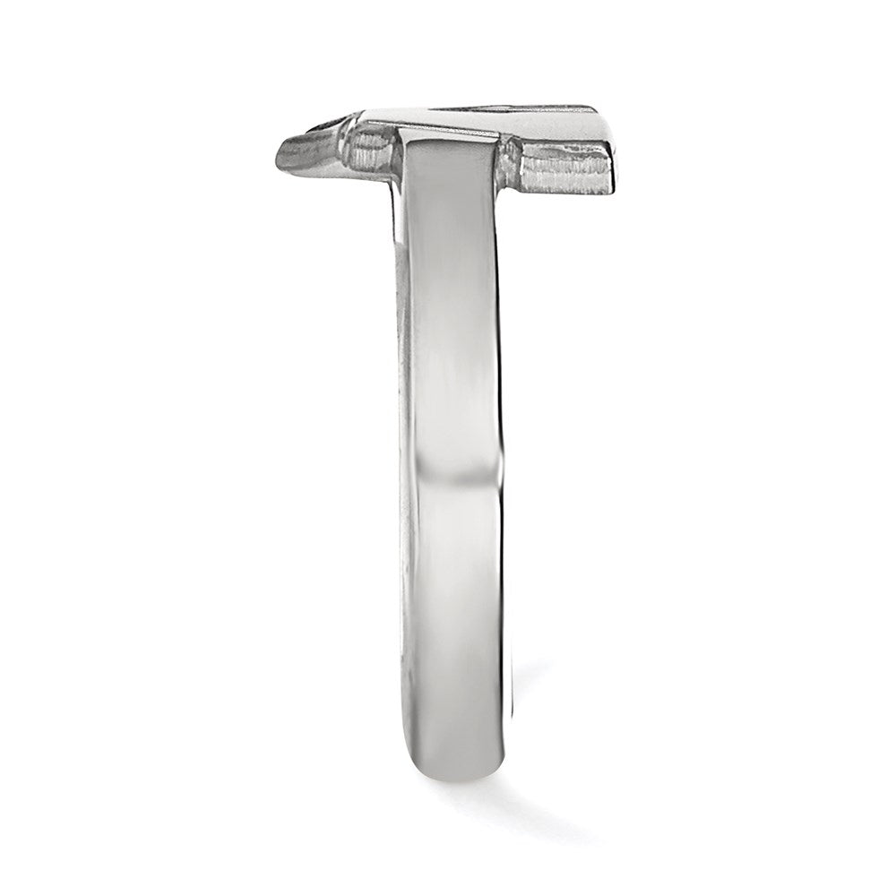 Sterling Silver Rhodium Plated Logoart University Of Wisconsin Letter W Toe Ring