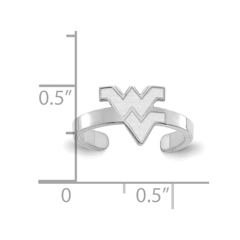 Sterling Silver Rhodium Plated Logoart West Virginia University W V Toe Ring