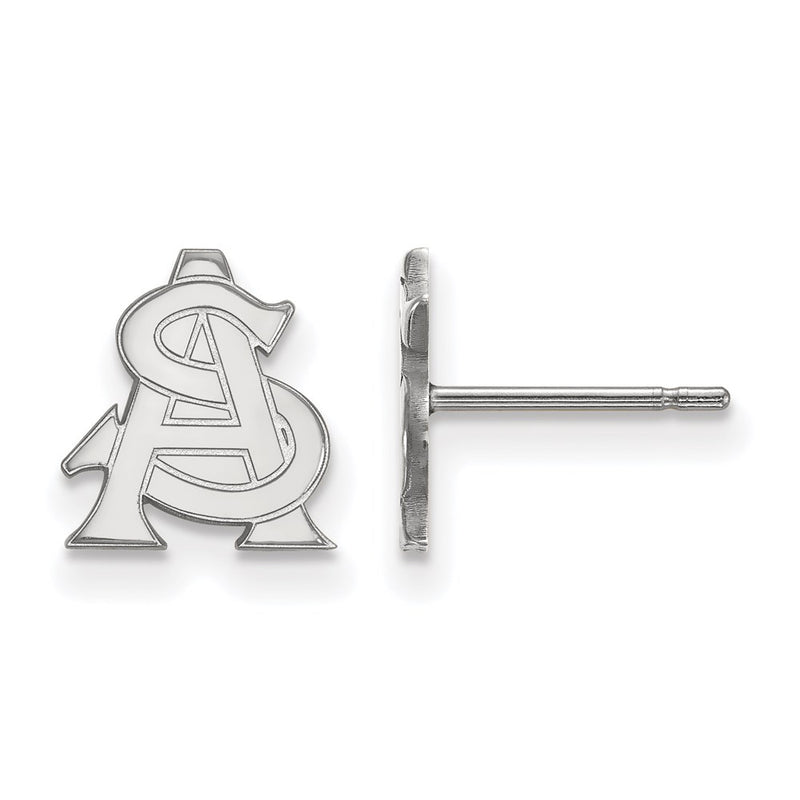 10K White Gold Logoart Arizona State University A S Extra Small Post Earrings