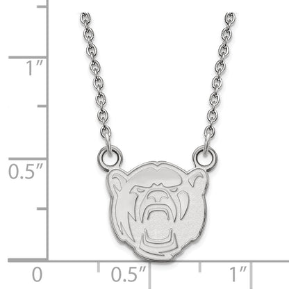 Sterling Silver Rhodium Plated Logoart Baylor University Small Pendant 18 Inch Necklace