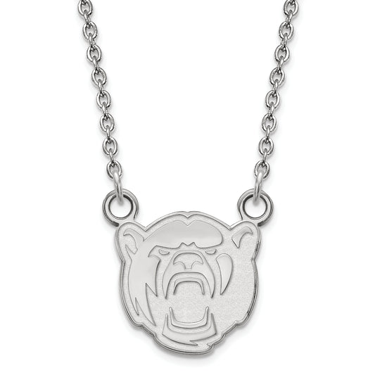 Sterling Silver Rhodium Plated Logoart Baylor University Small Pendant 18 Inch Necklace