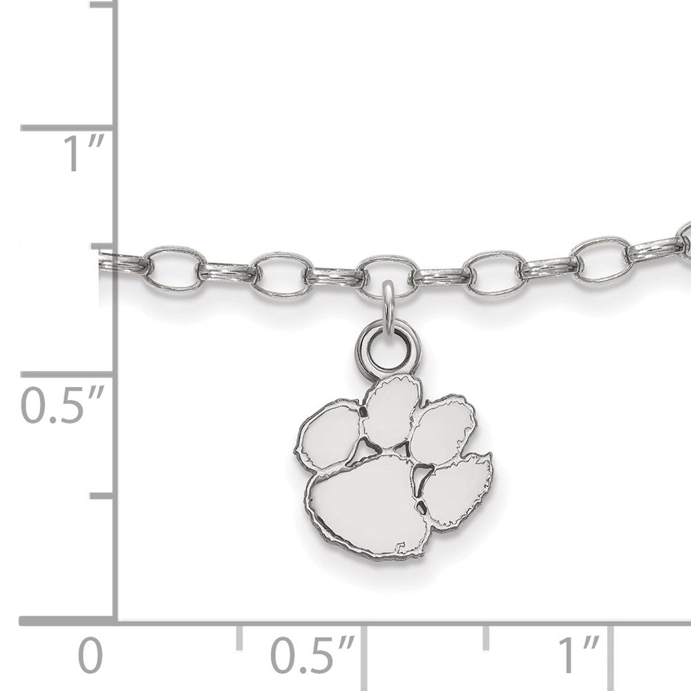 Sterling Silver Rhod-Pltd Logoart Clemson University Anklet