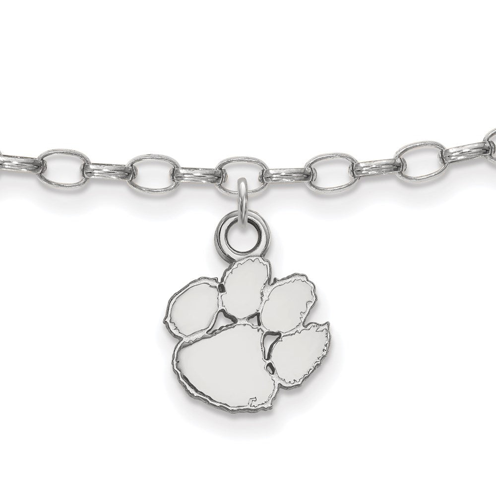 Sterling Silver Rhod-Pltd Logoart Clemson University Anklet