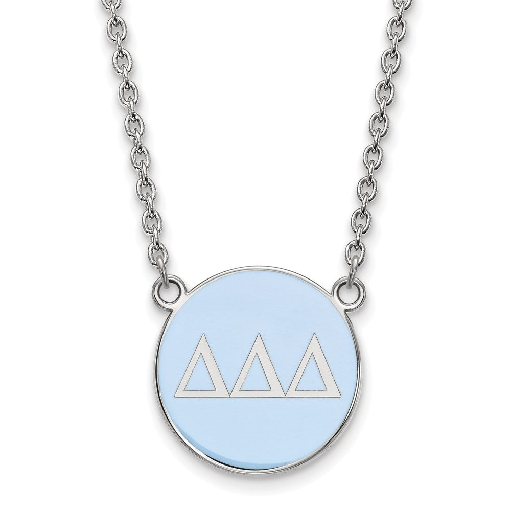 Sterling Silver Rhodium Plated Logoart Delta Sorority Greek Letters Large Color Enamel Pendant 18 Inch Necklace