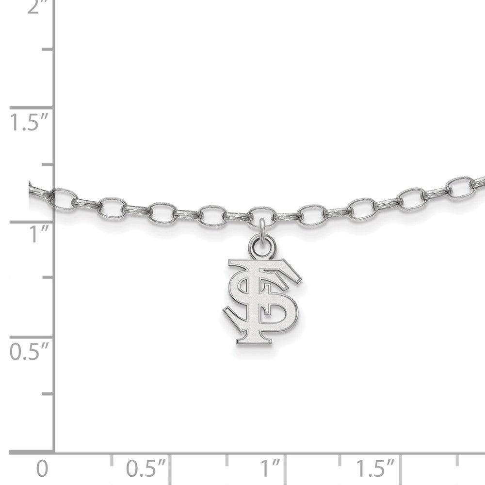 Sterling Silver Rhod-Pltd Logoart Florida State University Anklet