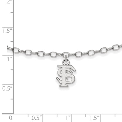 Sterling Silver Rhod-Pltd Logoart Florida State University Anklet