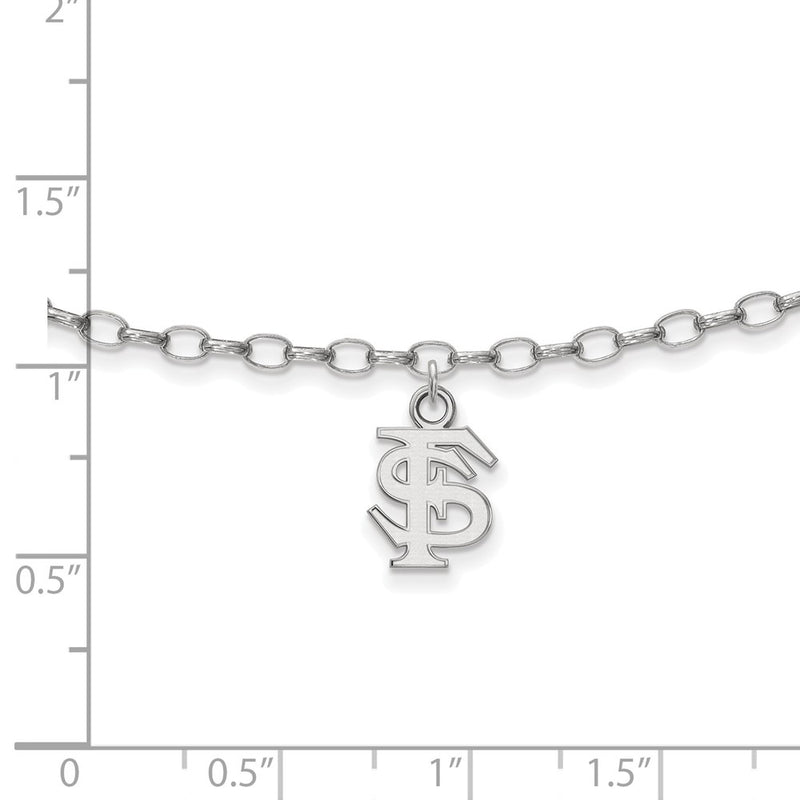 Sterling Silver Rhod-Pltd Logoart Florida State University Anklet