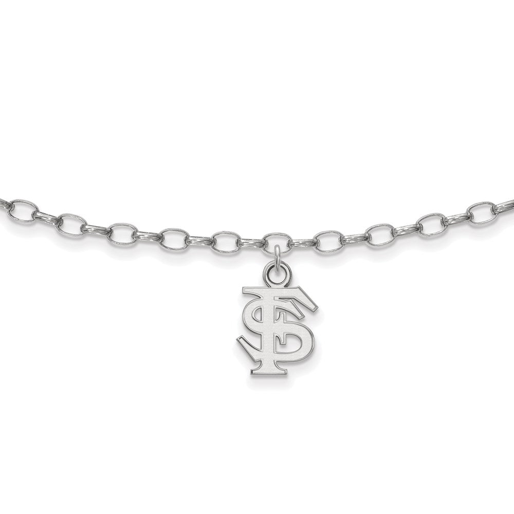 Sterling Silver Rhod-Pltd Logoart Florida State University Anklet