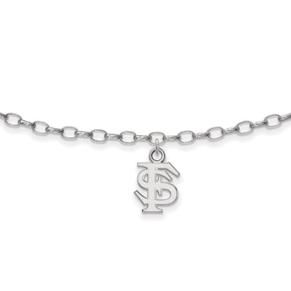 Sterling Silver Rhod-Pltd Logoart Florida State University Anklet