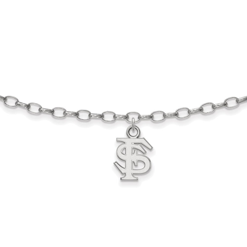 Sterling Silver Rhod-Pltd Logoart Florida State University Anklet