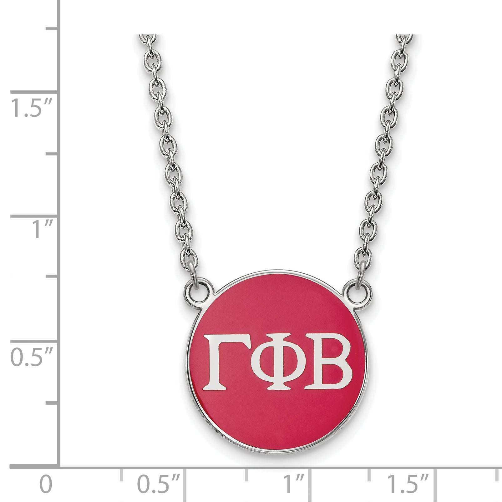Sterling Silver Rhodium Plated Logoart Gamma Phi Beta Sorority Greek Letters Large Color Enamel Pendant 18 Inch Necklace