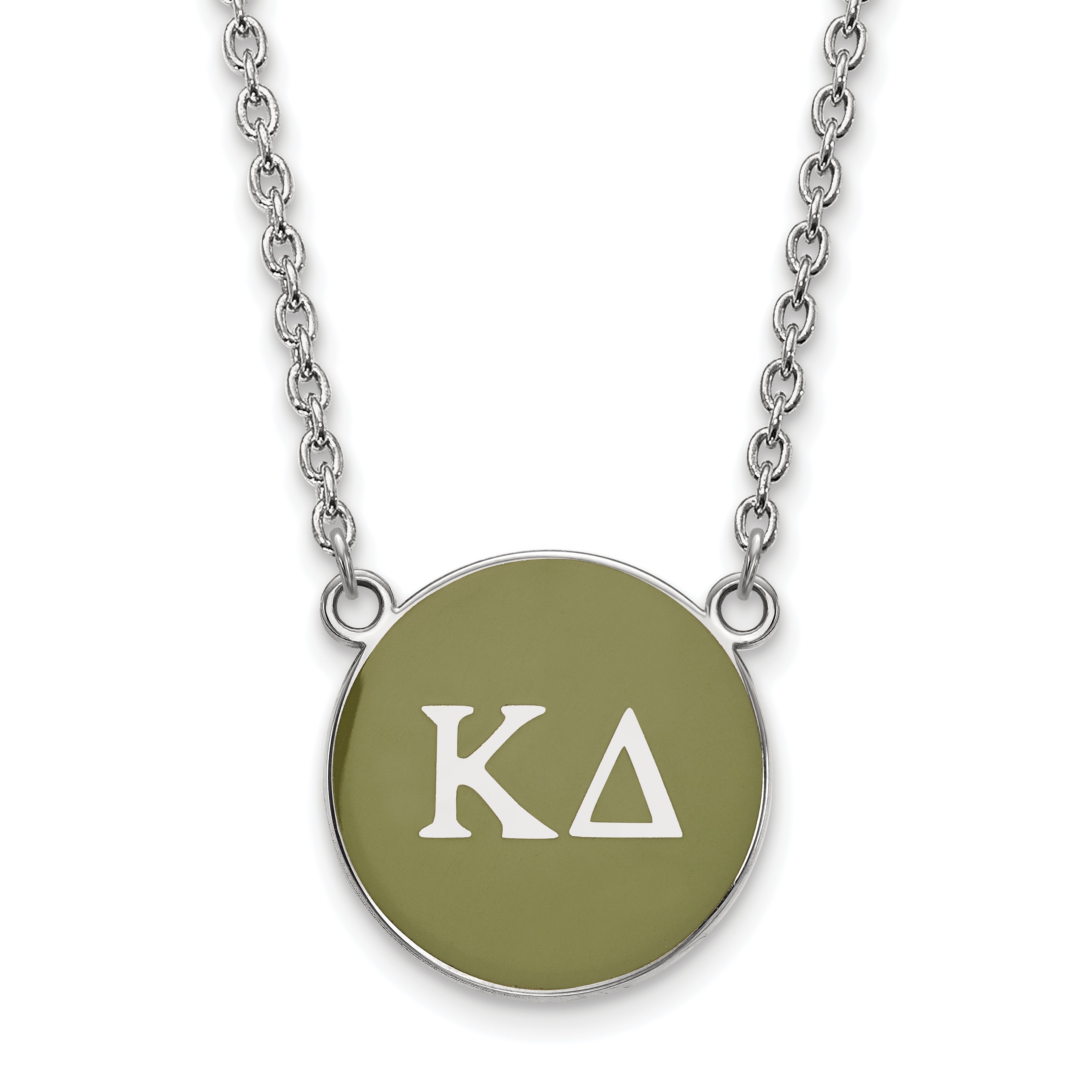 Sterling Silver Rhodium Plated Logoart Kappa Delta Sorority Greek Letters Large Color Enamel Pendant 18 Inch Necklace