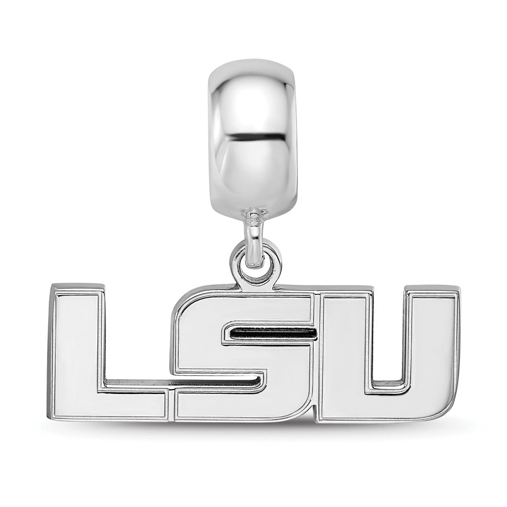 Sterling Silver Rhod-Pltd Logoart Louisiana State U. Small Dangle Bead