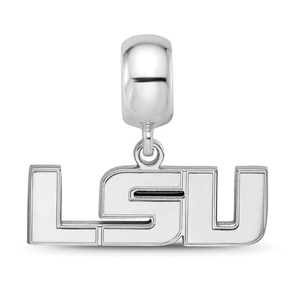 Sterling Silver Rhod-Pltd Logoart Louisiana State U. Small Dangle Bead