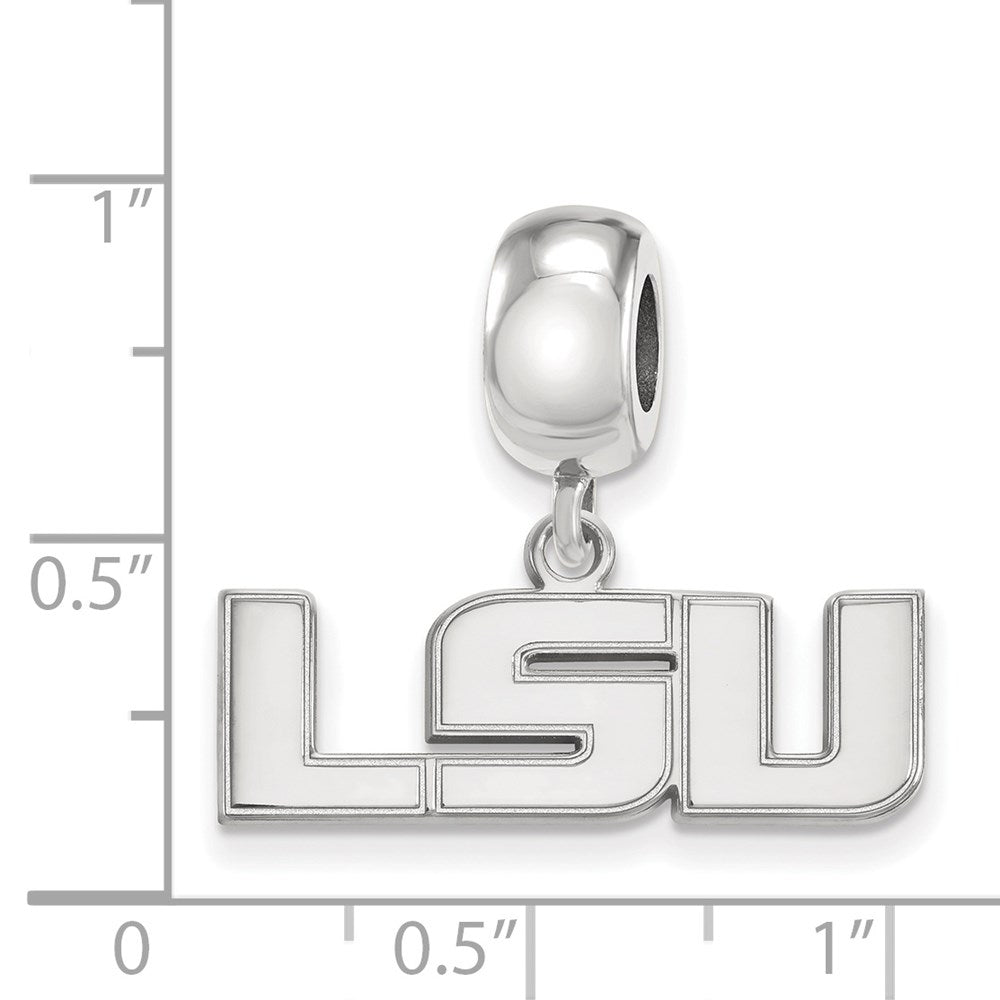 Sterling Silver Rhod-Pltd Logoart Louisiana State U. Small Dangle Bead
