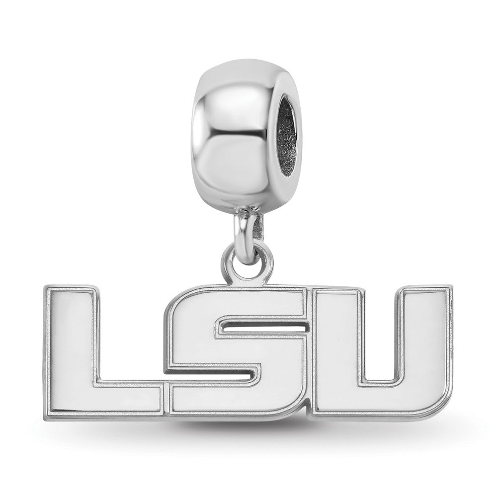 Sterling Silver Rhod-Pltd Logoart Louisiana State U. Small Dangle Bead