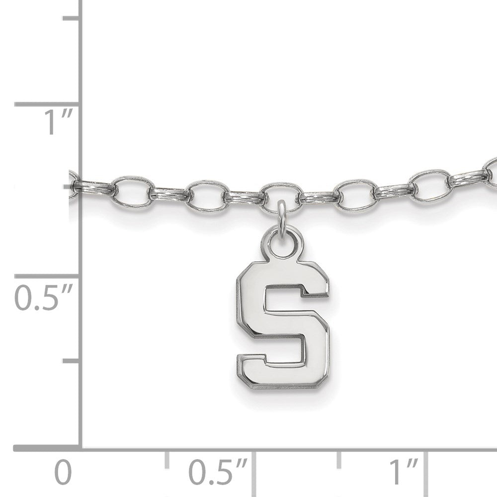 Sterling Silver Rhod-Pltd Logoart Michigan State University Anklet