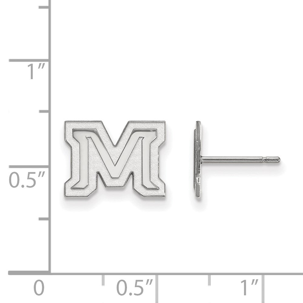 14K White Gold Logoart Montana State University Letter M Extra Small Post Earrings