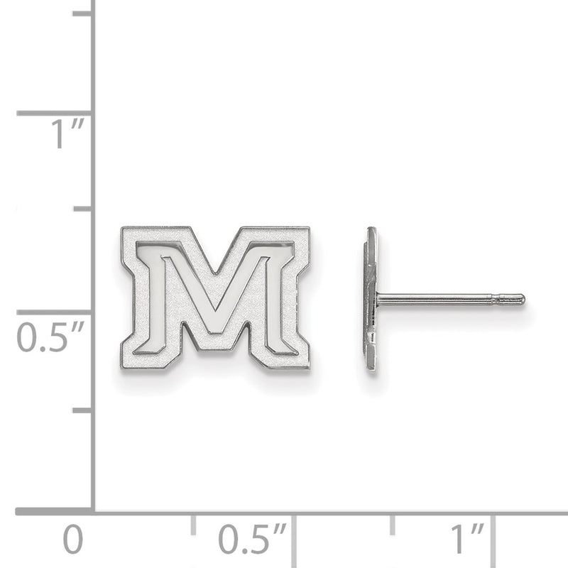 10K White Gold Logoart Montana State University Letter M Extra Small Post Earrings