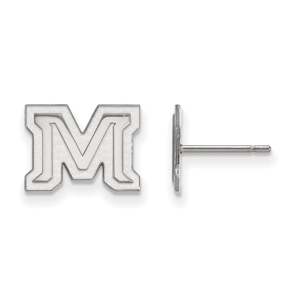 14K White Gold Logoart Montana State University Letter M Extra Small Post Earrings
