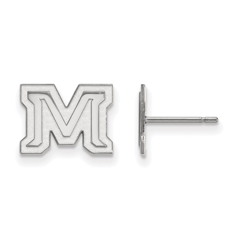 Sterling Silver Rhodium Plated Logoart Montana State University Letter M Extra Small Post Earrings