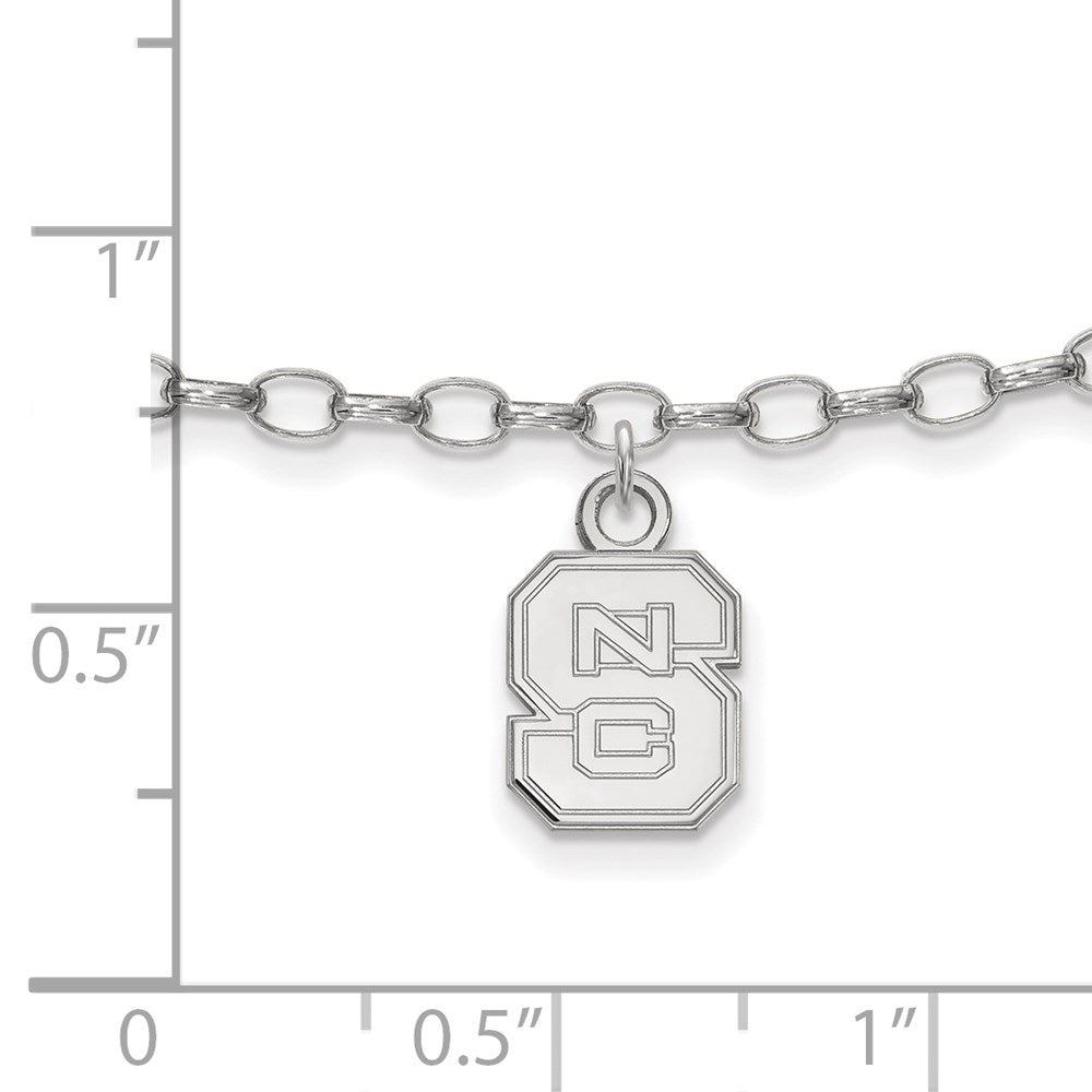 Sterling Silver Rhod-Pltd Logoart North Carolina State University Anklet