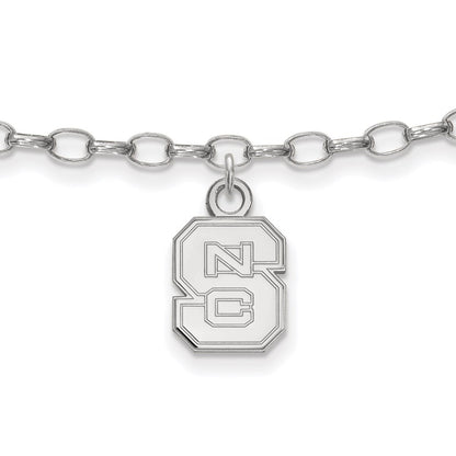 Sterling Silver Rhod-Pltd Logoart North Carolina State University Anklet