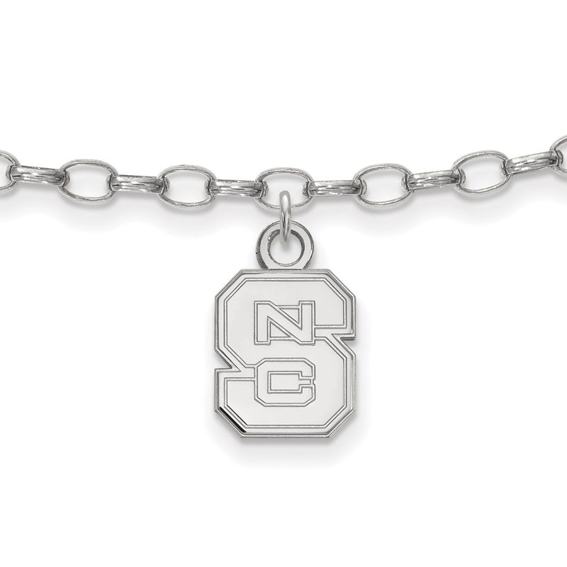 Sterling Silver Rhod-Pltd Logoart North Carolina State University Anklet