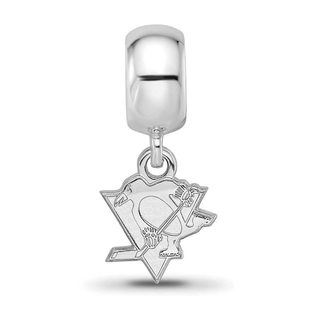 Sterling Silver Rhod-Pltd Nhl Logoart Pittsburgh Penguins Dangle Bead