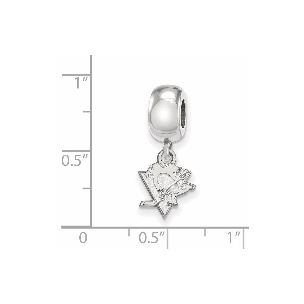 Sterling Silver Rhod-Pltd Nhl Logoart Pittsburgh Penguins Dangle Bead