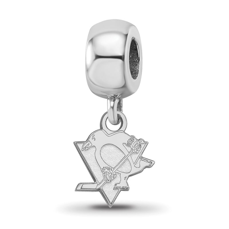Sterling Silver Rhod-Pltd Nhl Logoart Pittsburgh Penguins Dangle Bead
