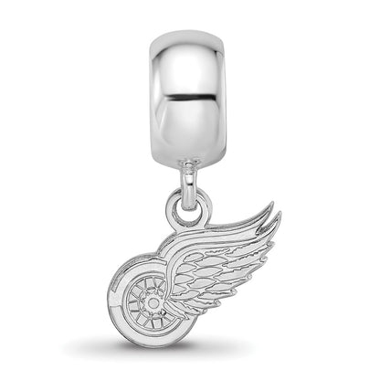 Sterling Silver Rhodium Plated Nhl Logoart Detroit Red Wings Xs Dangle Bead
