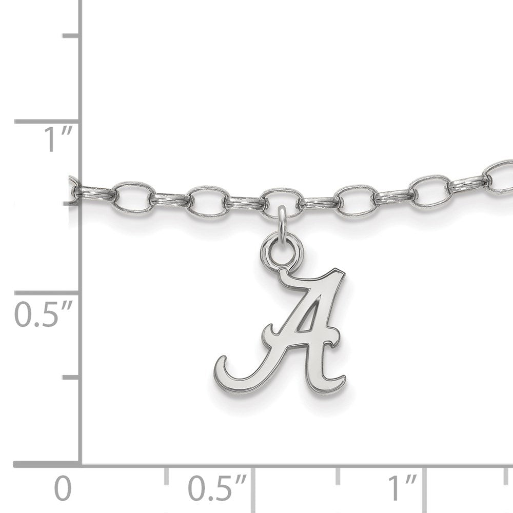 Sterling Silver Rhodium-Plated Logoart University of Alabama Anklet