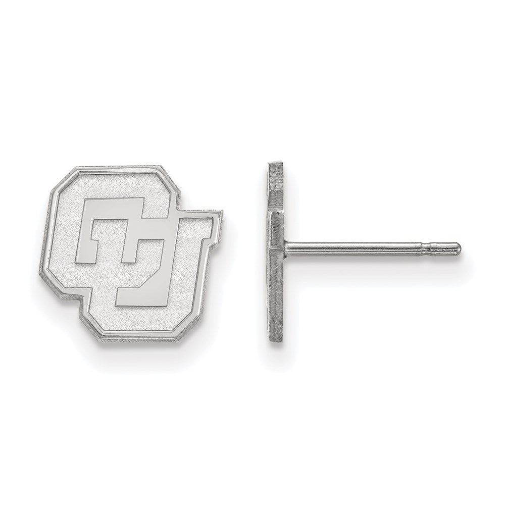 Sterling Silver Rhodium Plated Logoart University Of Colorado C U Extra Small Post Earrings