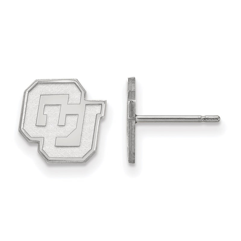 Sterling Silver Rhodium Plated Logoart University Of Colorado C U Extra Small Post Earrings