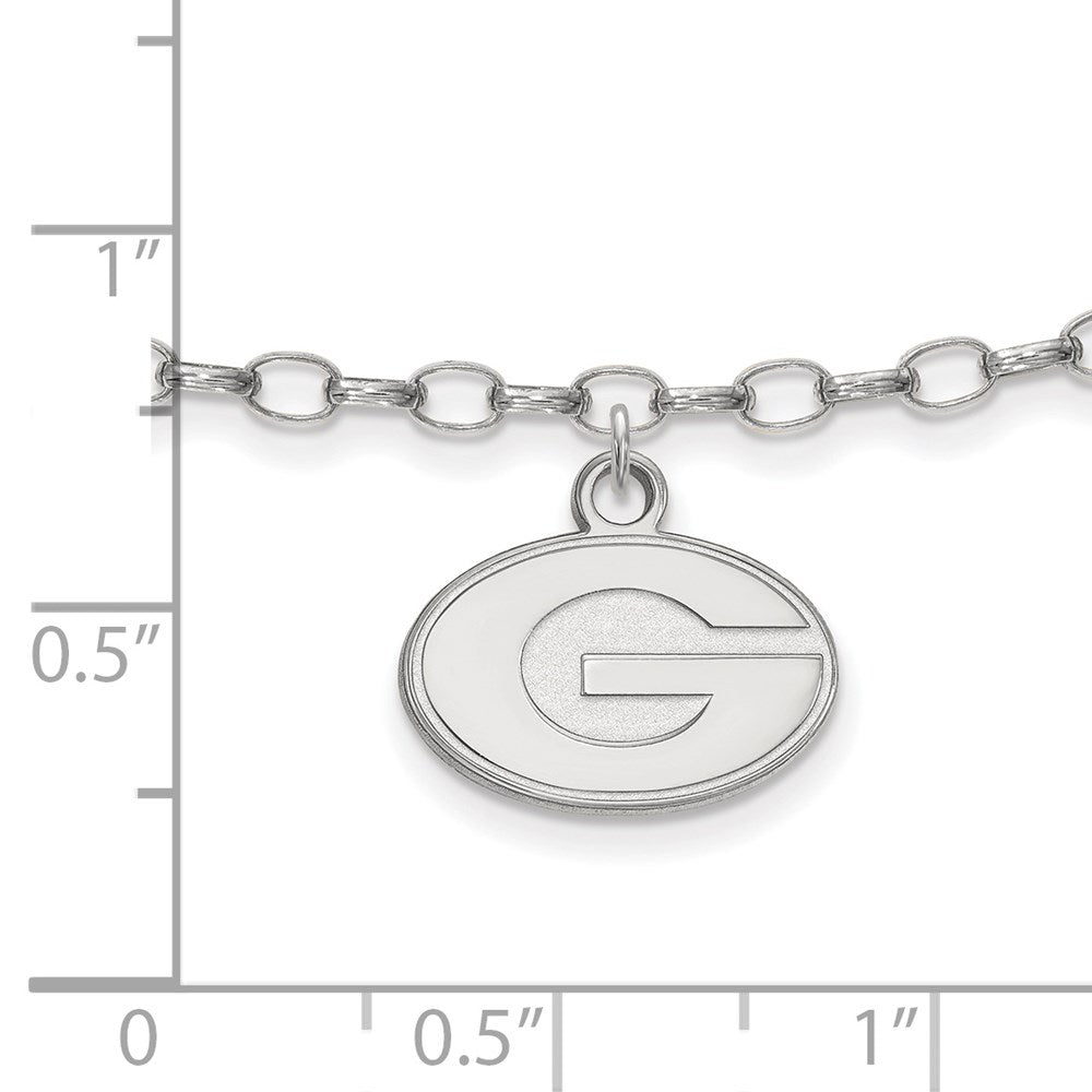 Sterling Silver Rhod-Pltd Logoart University of Georgia Anklet