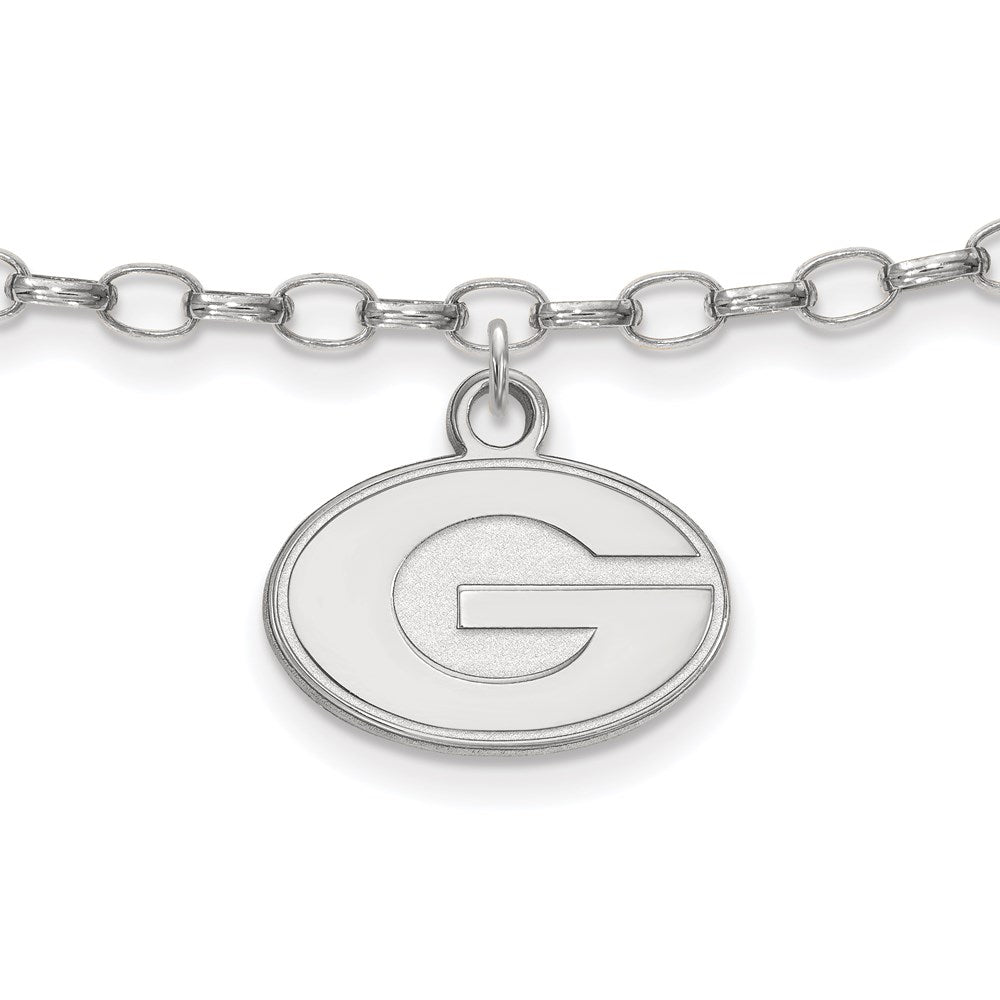 Sterling Silver Rhod-Pltd Logoart University of Georgia Anklet