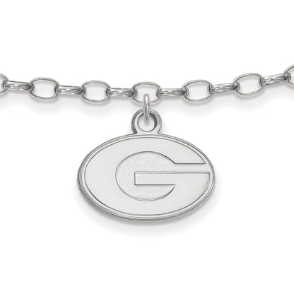Sterling Silver Rhod-Pltd Logoart University of Georgia Anklet