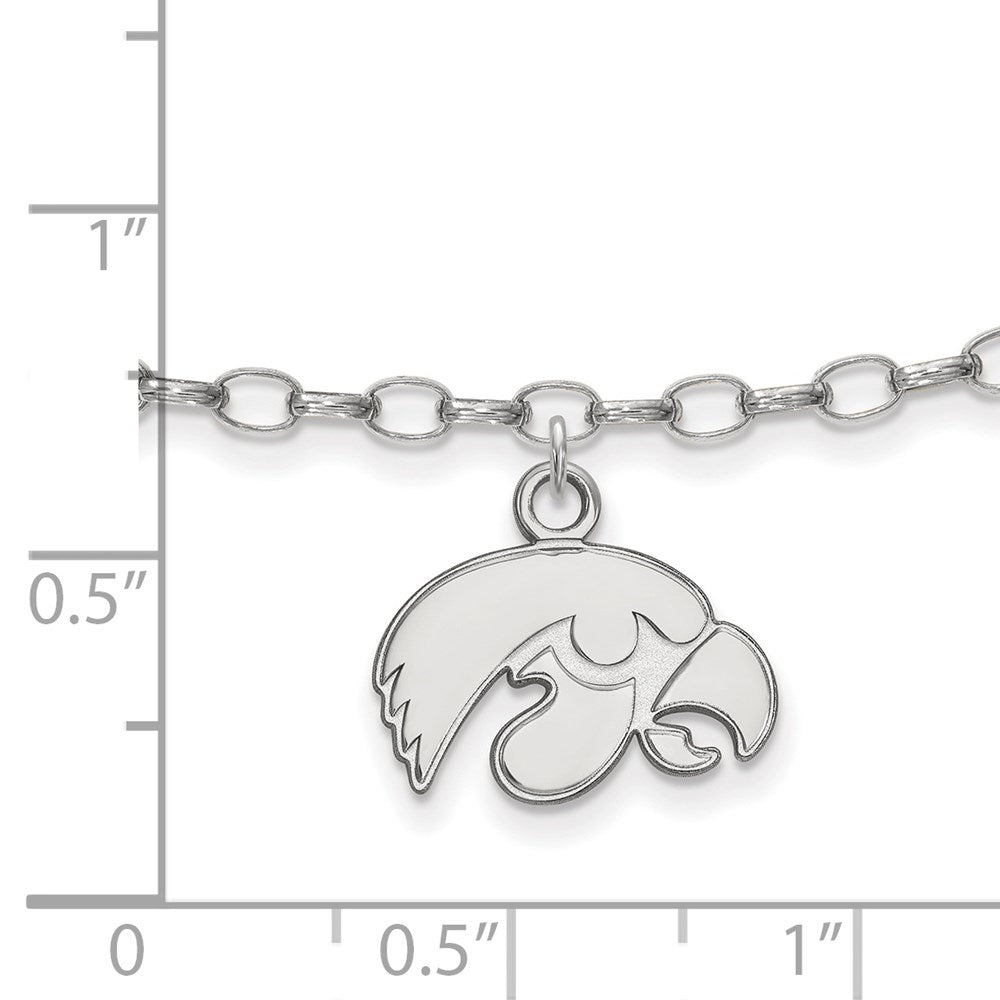 Sterling Silver Rhod-Pltd Logoart University of Iowa Anklet