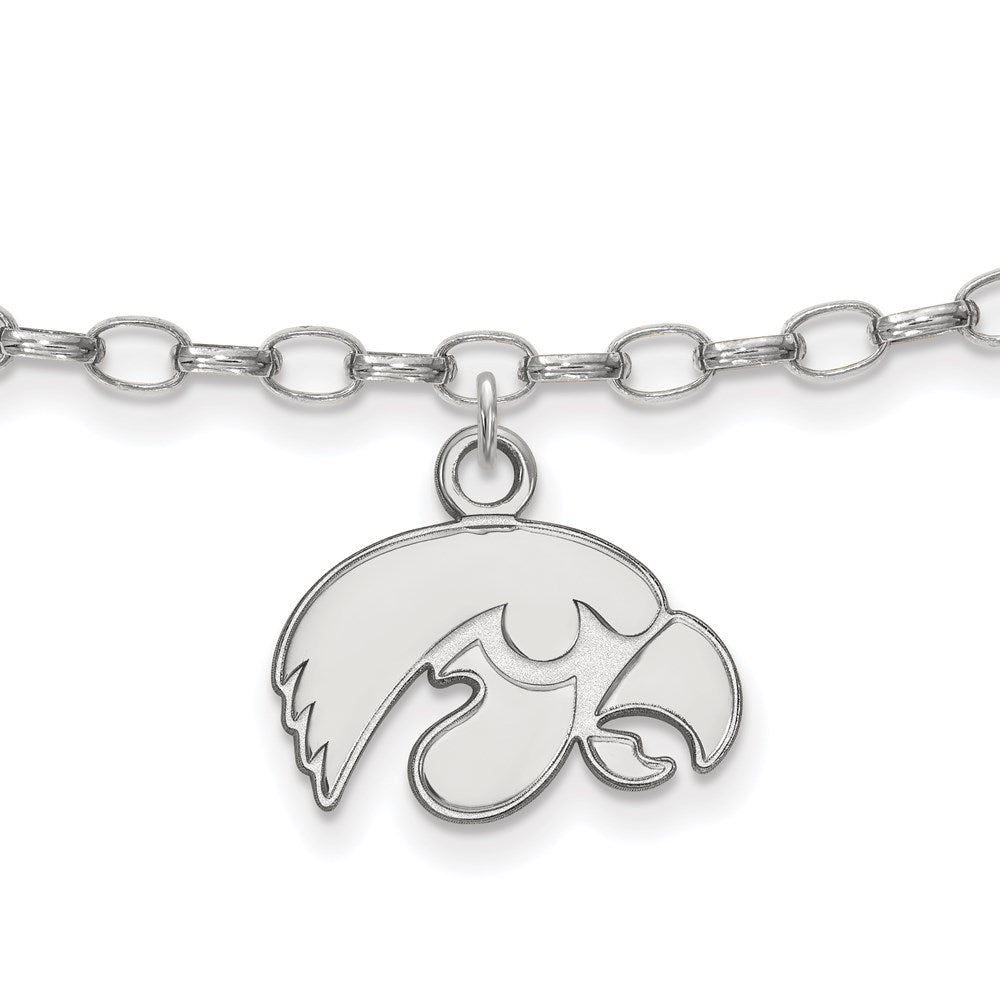 Sterling Silver Rhod-Pltd Logoart University of Iowa Anklet