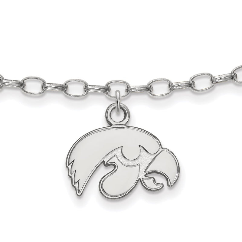 Sterling Silver Rhod-Pltd Logoart University of Iowa Anklet