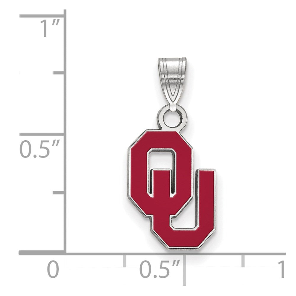 Sterling Silver Rhodium Plated Logoart University Of Oklahoma O U Small Enameled Pendant