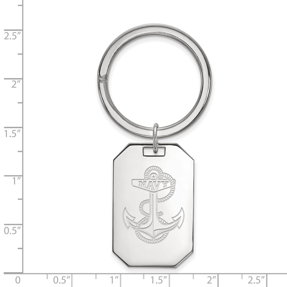 Sterling Silver Rhod-Pltd Logoart Us Naval Academy Key Ring