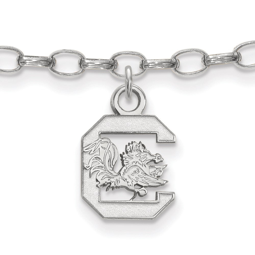 Sterling Silver Rhod-Pltd Logoart University of South Carolina Anklet