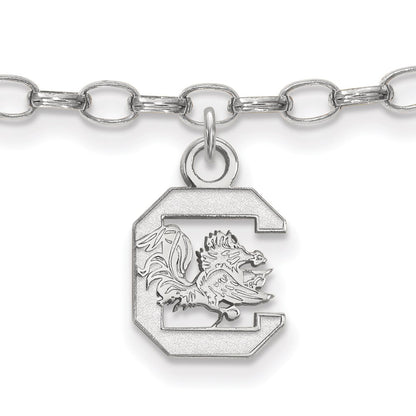 Sterling Silver Rhod-Pltd Logoart University of South Carolina Anklet