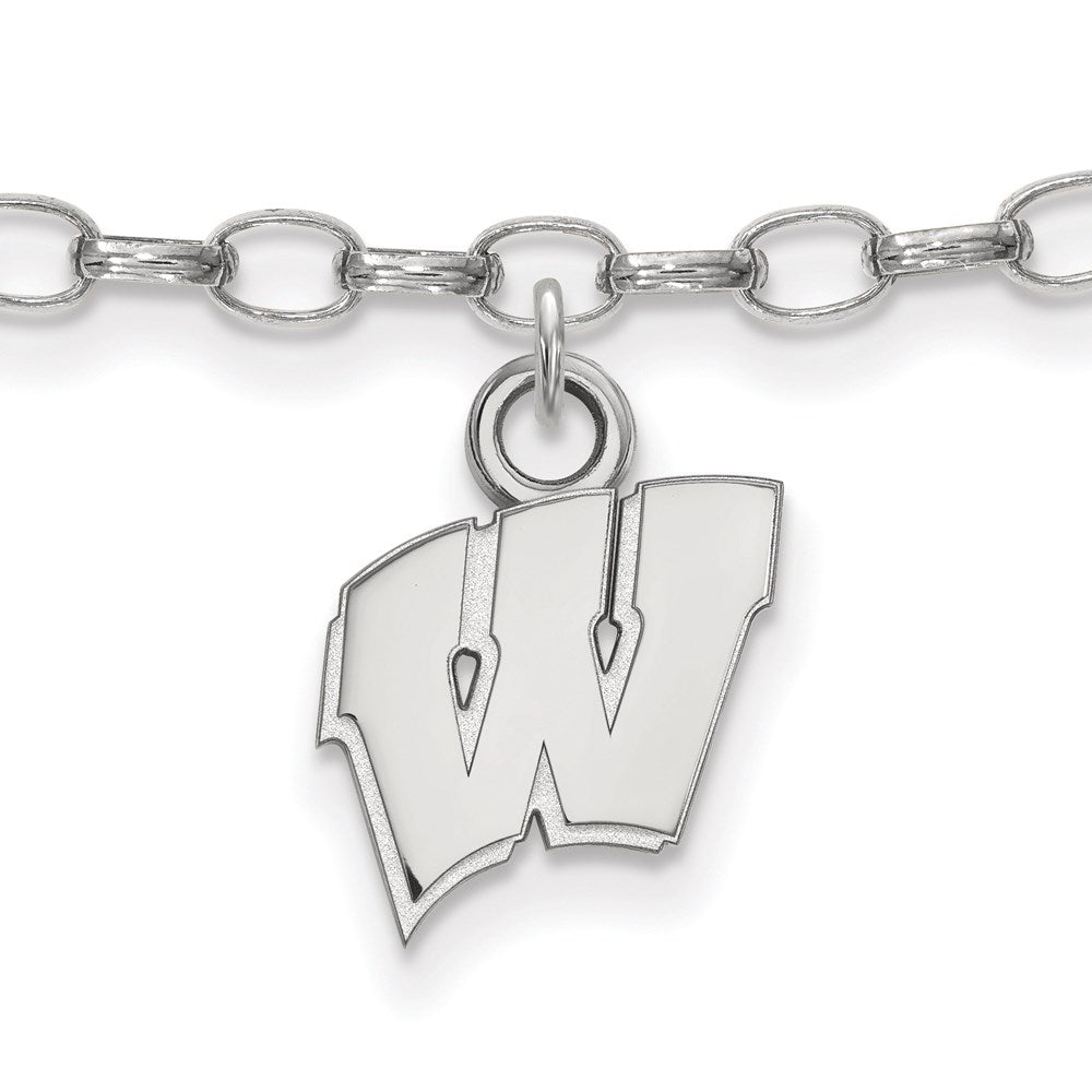 Sterling Silver Rhod-Pltd Logoart University of Wisconsin Anklet