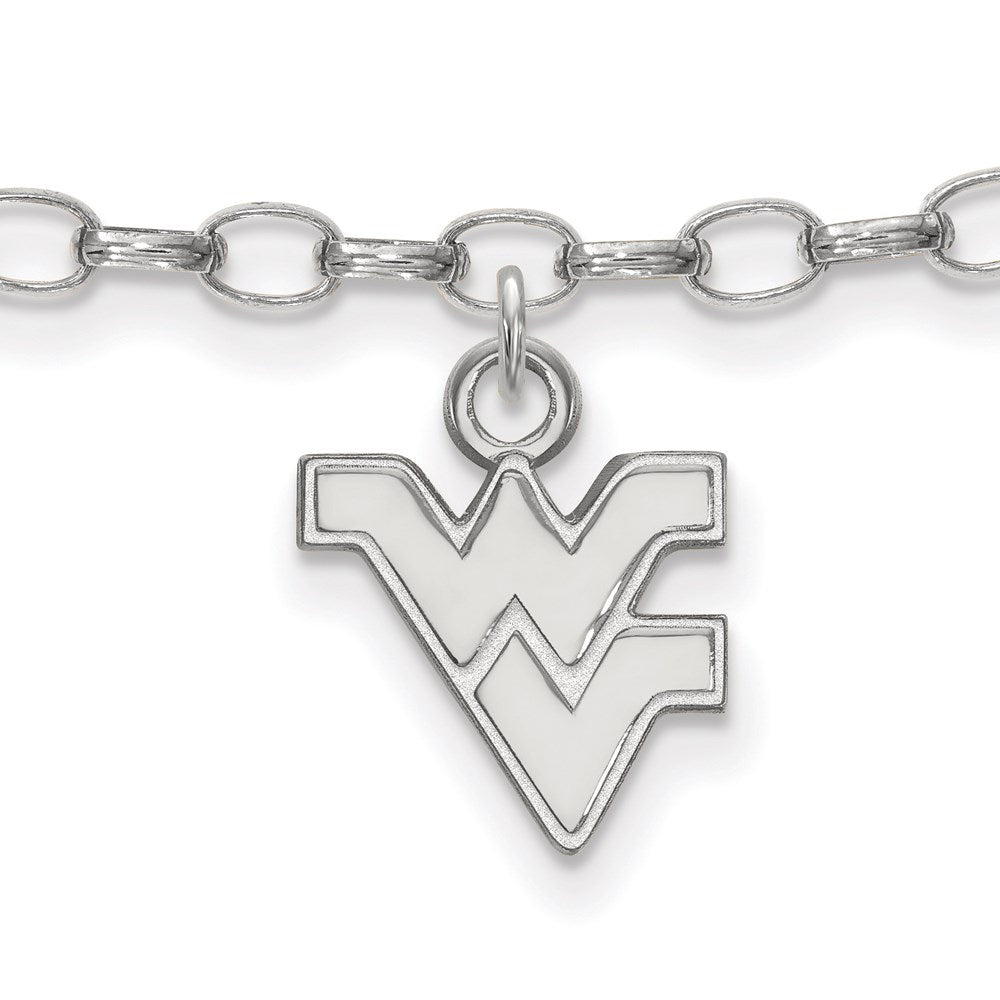 Sterling Silver Rhod-Pltd Logoart West Virginia University Anklet
