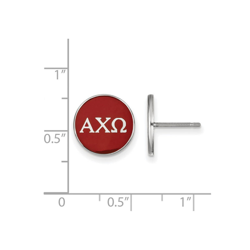 Sterling Silver Rhodium Plated Logoart Alpha Chi Omega Sorority Greek Letters Color Enamel Post Earrings
