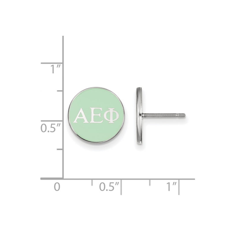 Sterling Silver Rhodium Plated Logoart Alpha Epsilon Phi Sorority Greek Letters Color Enamel Post Earrings
