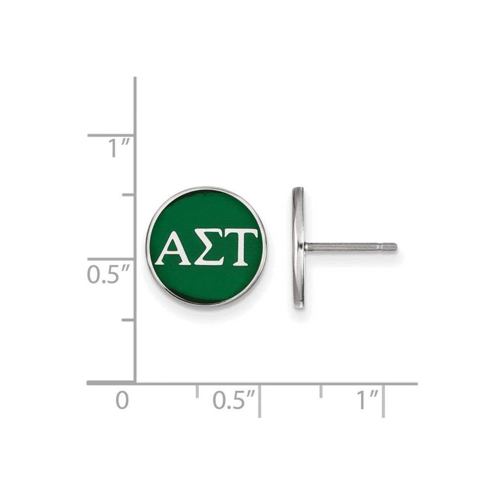 Sterling Silver Rhodium Plated Logoart Alpha Sigma Tau Sorority Greek Letters Color Enamel Post Earrings